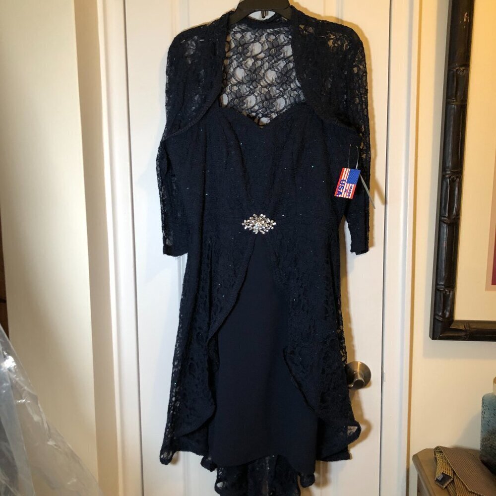 Ideas by Barbara Gown Style# 5825 NAVY BLUE Size M NWT - Picture 4 of 16